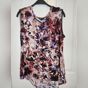 3/20❤️​Simply Vera Vera Wang Floral Tank Top L Abstract Sleeveless Blouse Boho